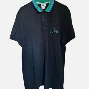 Lacoste Green & Blue Collar Polo Shirt – Silicone Logo – Men’s XL